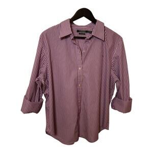 Lauren Ralph Lauren Button Down Shirt Size XL Purple White Collared Long Sleeve